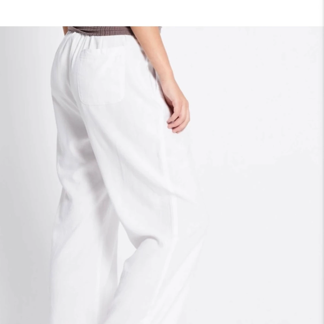 Vita vida linnebyxor med snörning - 1