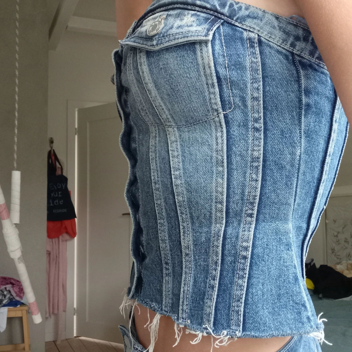 Jeans tubtopp med knappar - 4