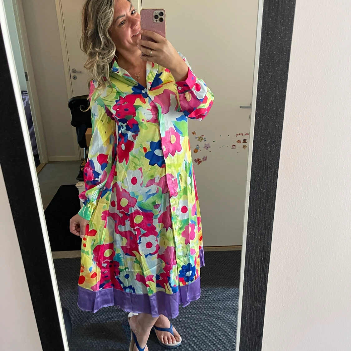 Färgglad blommig långklänning - 4