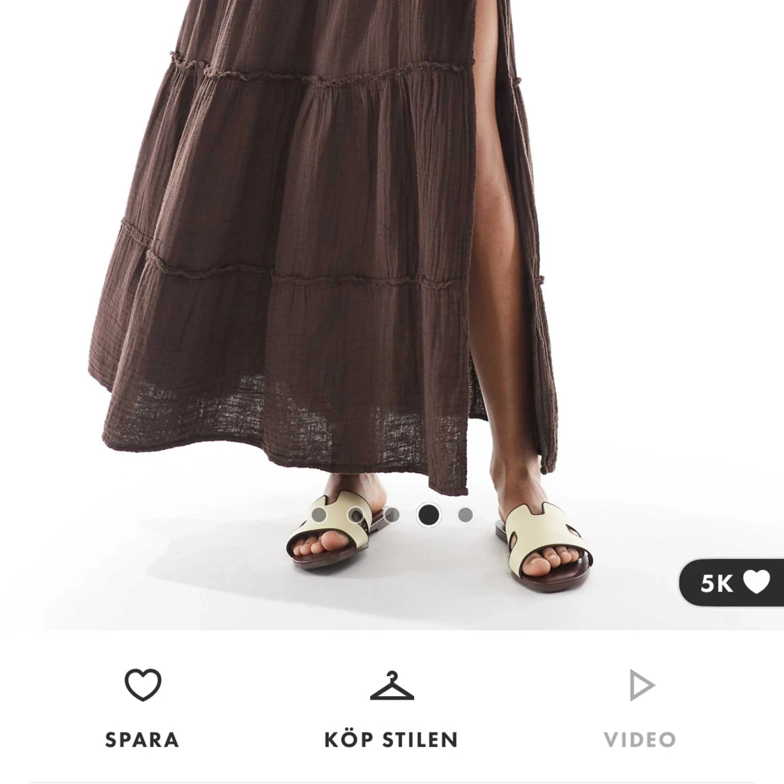 Brun långkjol med slits - 2