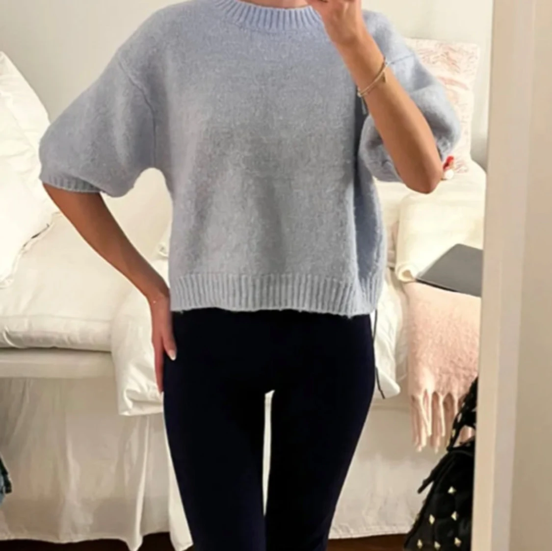 Ljusblå stickad tröja från Zara