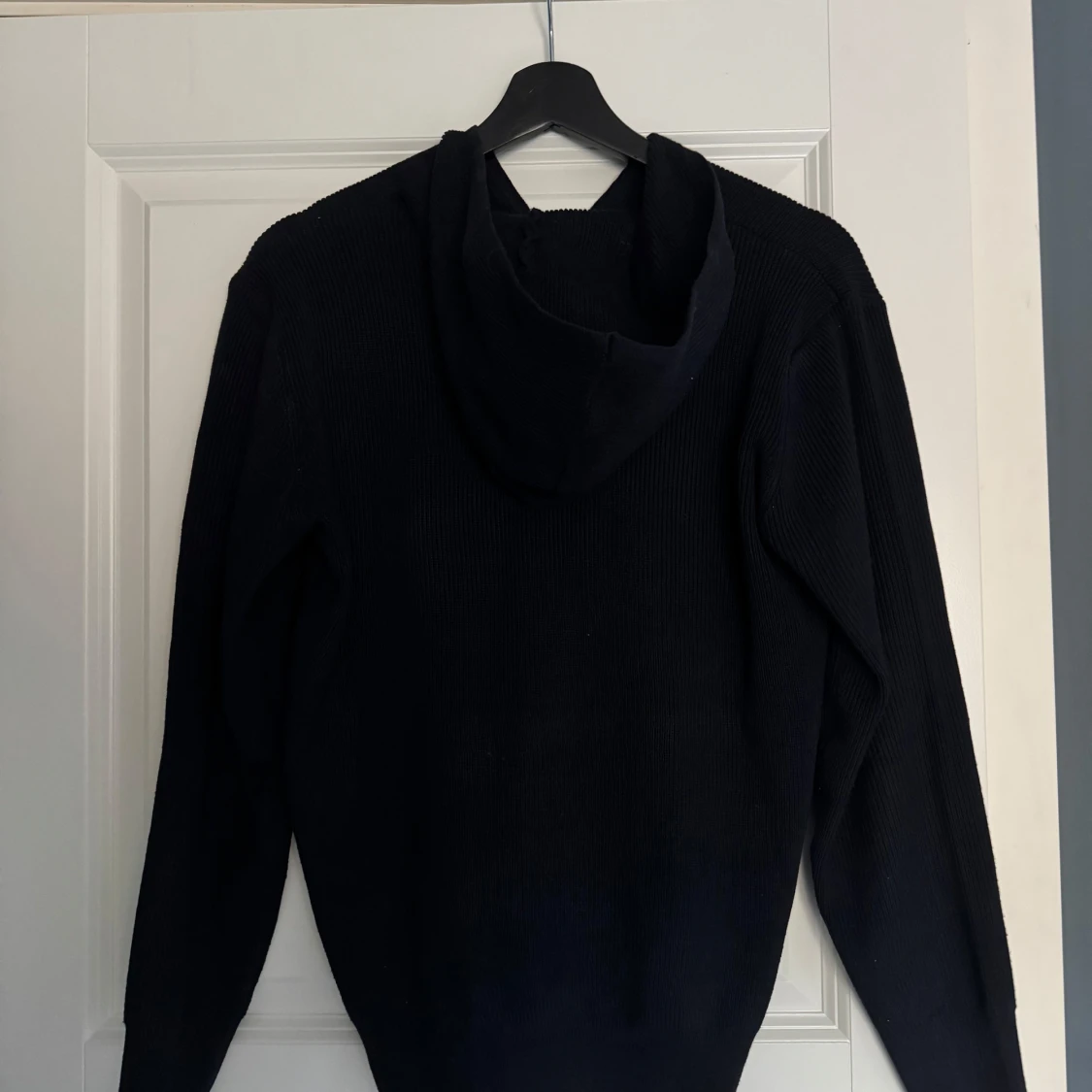 Mörkblå stickad merinoull zip - 1