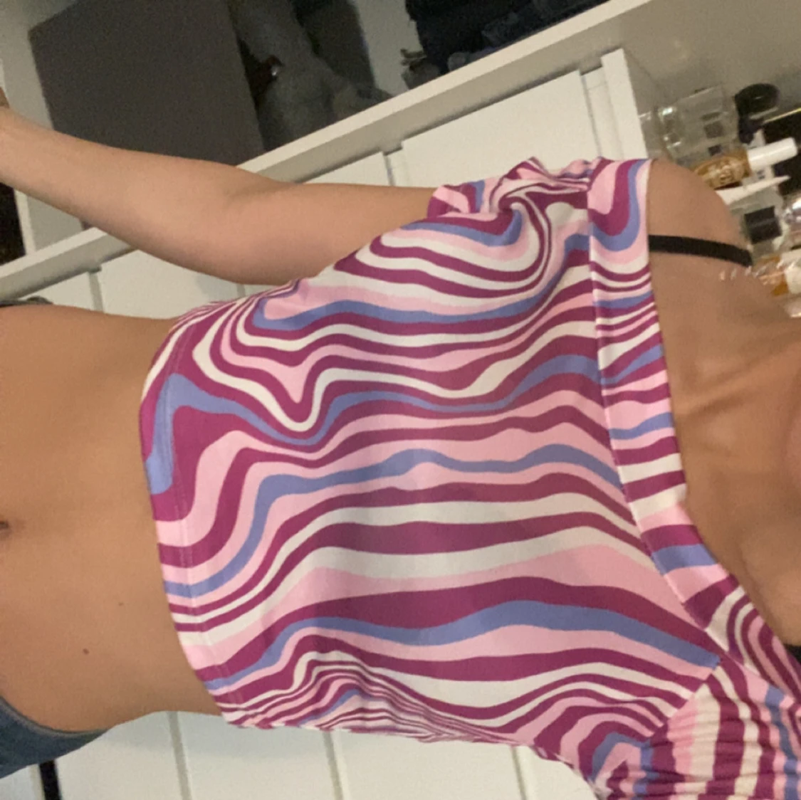 Rosa och lila croppad offshoulder topp - 1