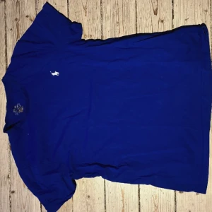 Blå t-shirt från Ralph Lauren - Snygg blå t-shirt från Ralph Lauren med klassisk passform och liten vit broderad logga på bröstet. Perfekt till jeans eller shorts för en enkel och stilren look.
