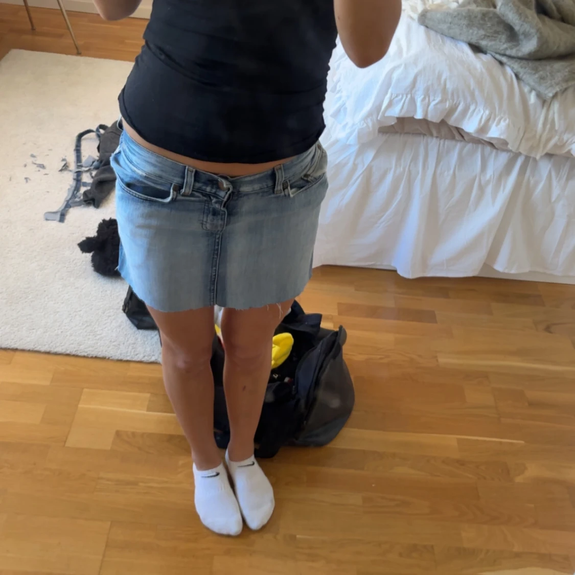 Jeanskjol i ljusblå denim