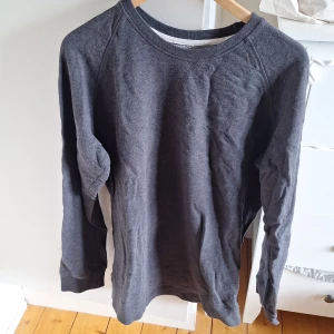 Mörkgrå sweatshirt från Dressmann - En basic mörkgrå sweatshirt från Dressmann i storlek L. Tröjan har rund halsringning, långa ärmar och är tillverkad i mjuk bomullsmix. Perfekt för en chill och avslappnad stil. Enkel design utan tryck eller mönster.