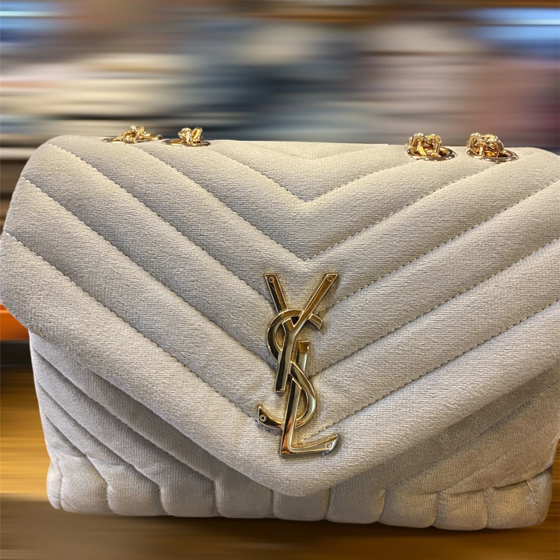 Beige quiltad axelväska  - 3