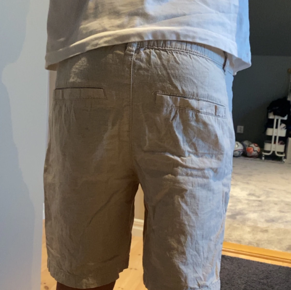 Beigea linneshorts - 1