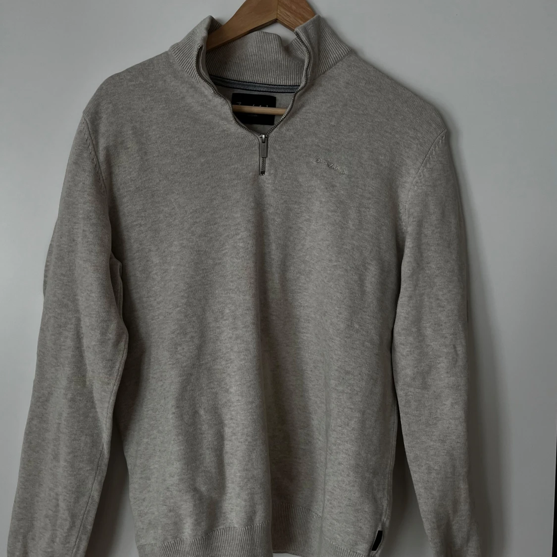 Beige stickad Bondelid kvarts zip - 1