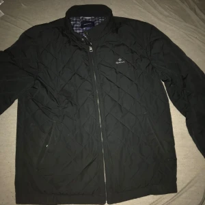 Svart quiltad jacka från GANT - Säljer en stilren svart quiltad jacka från GANT. Jackan har en dragkedja framtill och ett rutigt foder i blått och brunt. Perfekt för kyligare dagar med sin klassiska design.(PRIS KAN DISKUTERAS)