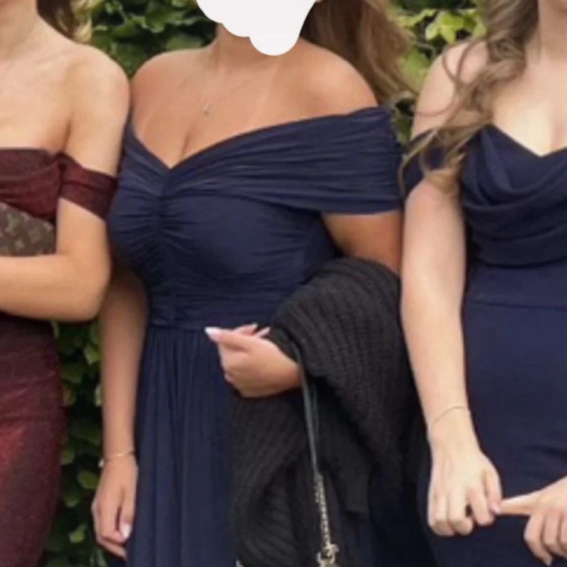 Marinblå långklänning offshoulder - 2