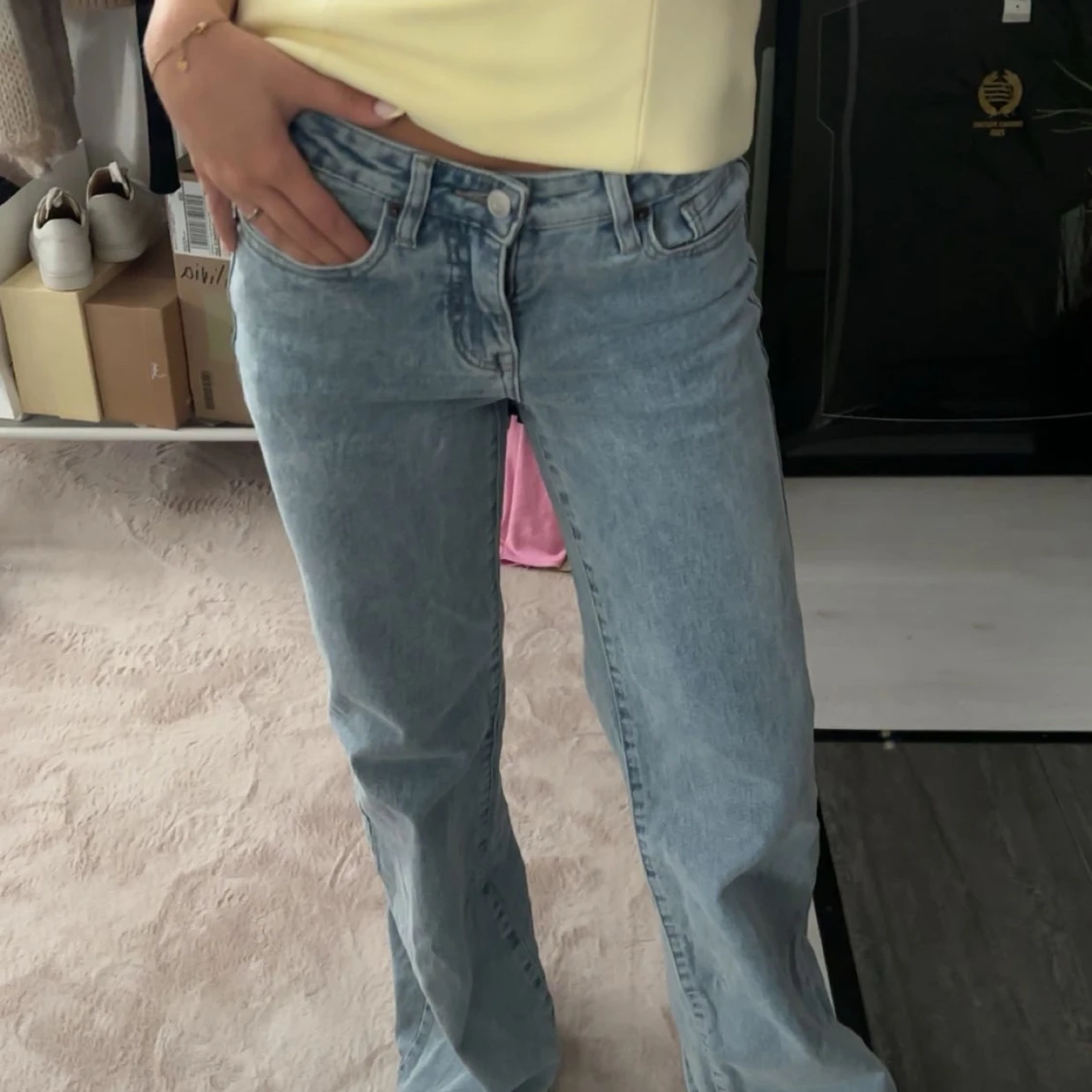 Madlady lågmidjade, vida jeans