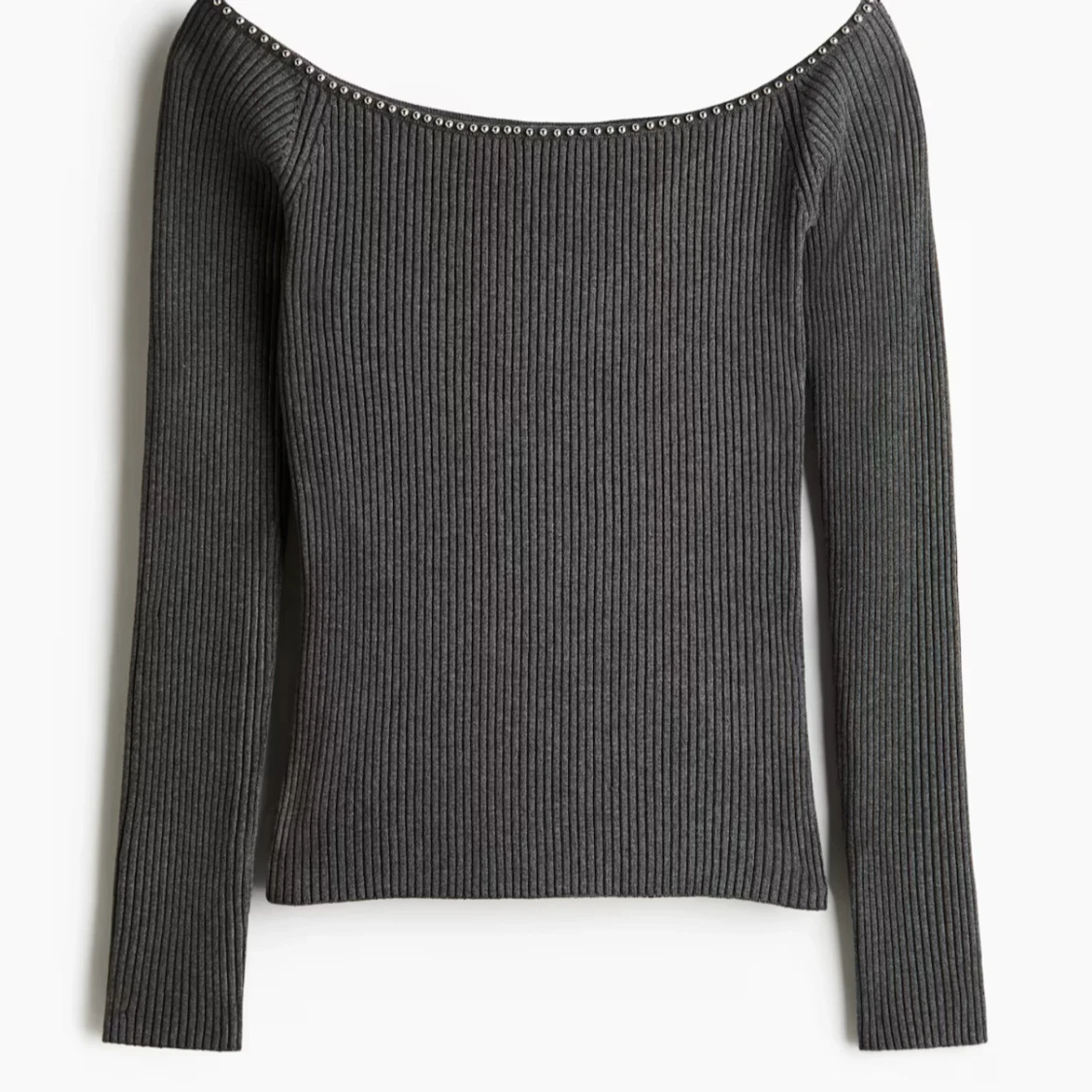 Mörkgrå  offshoulder-tröja - 1