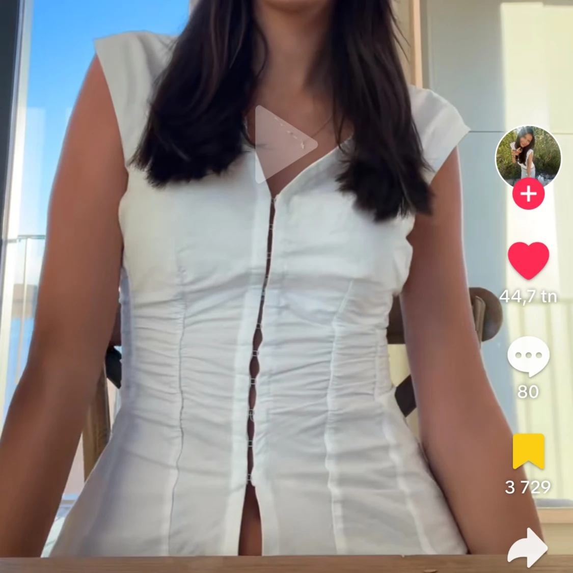 Vit korsett-topp med knappar - 1