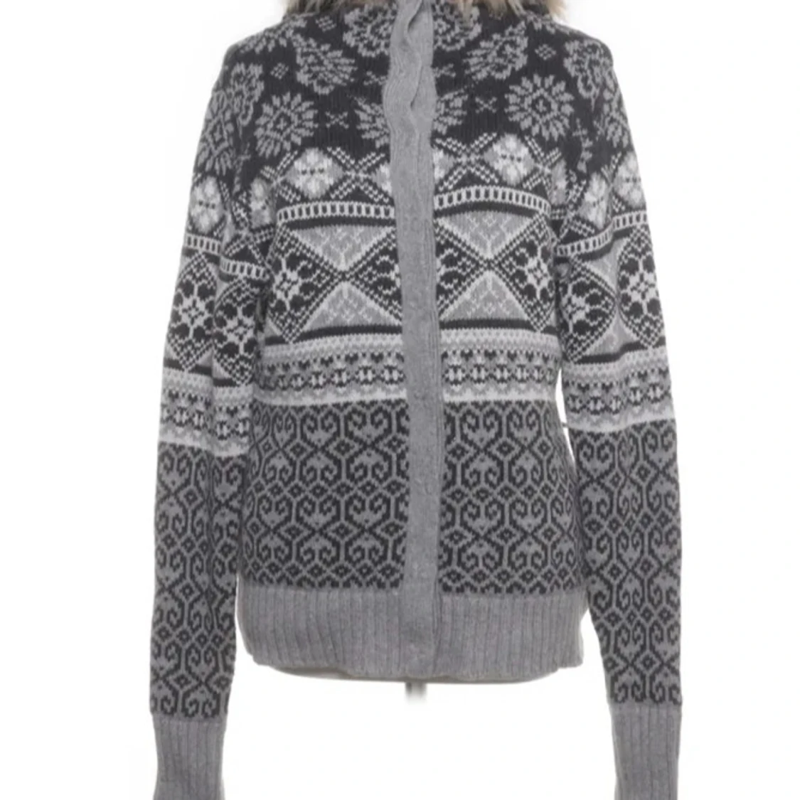 Grå mönstrad kofta från H&M - 1