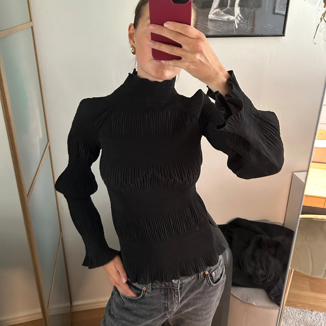 Svart långärmad topp