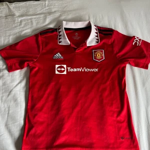 Manchester United Rashford 10 matchtröja - Röd Manchester United fotbollströja från Adidas med Rashford 10 på ryggen. Tröjan har korta ärmar, vit krage med svarta detaljer, klubbmärke på bröstet och sponsorer tryckta på framsidan och ärmen. Tillverkad i lätt och ventilerande material.