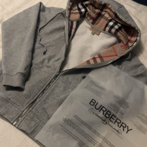 Grå hoodie från Burberry  - Säljer en grå hoodie från Burberry med dragkedja och i väldigt bra skick. Om ni har några funderingar äre bara att kontakta mig så svarar jag så snabbt som möjligt😀