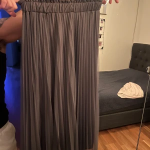 Grå plisserad långkjol - Säljer en snygg grå plisserad långkjol med resår i midjan. Enkel att matcha med olika toppar och skor och oanvänd.