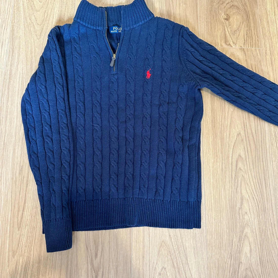Marinblå kabelstickad tröja Polo Ralph Lauren