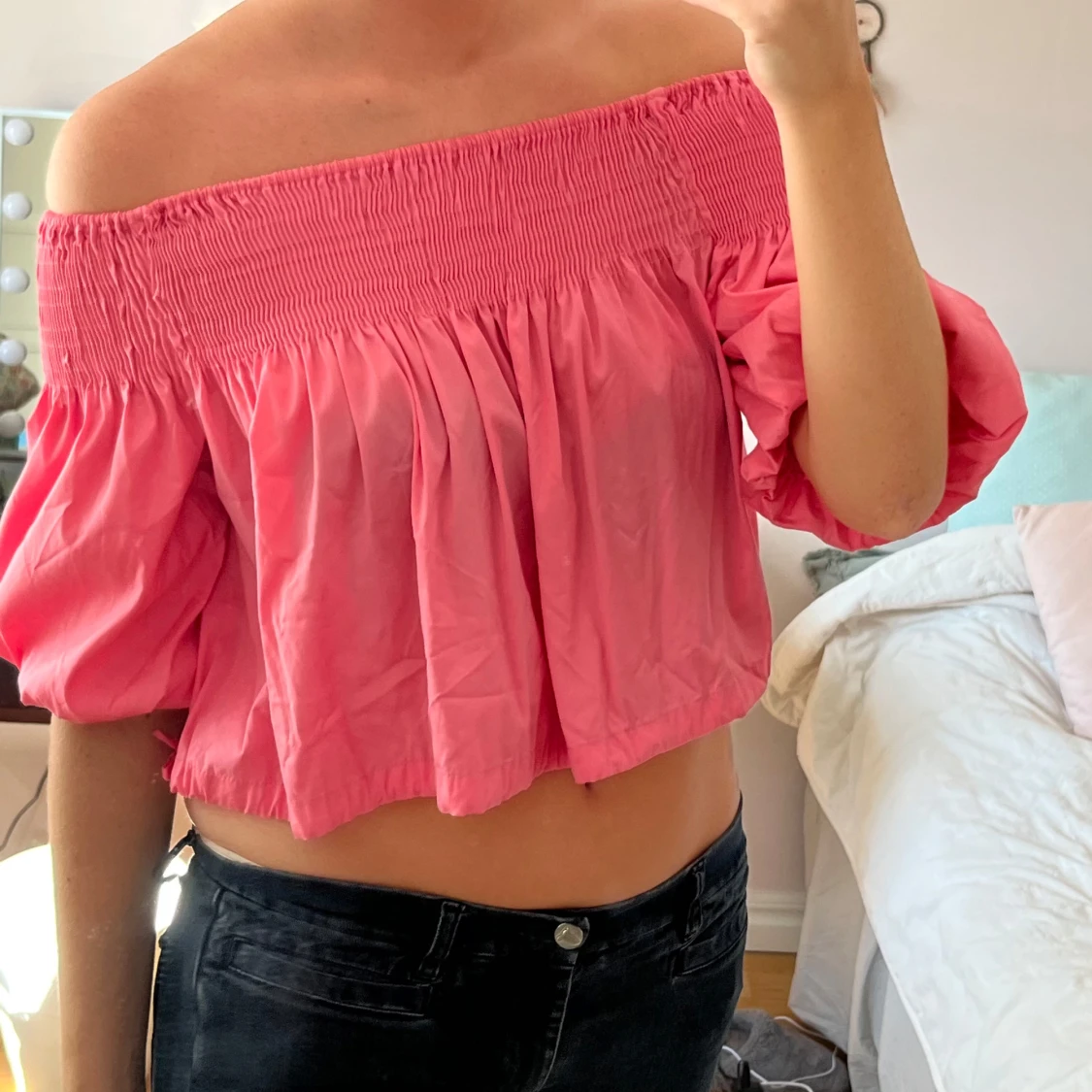 Rosa off shoulder topp från zara  - 1