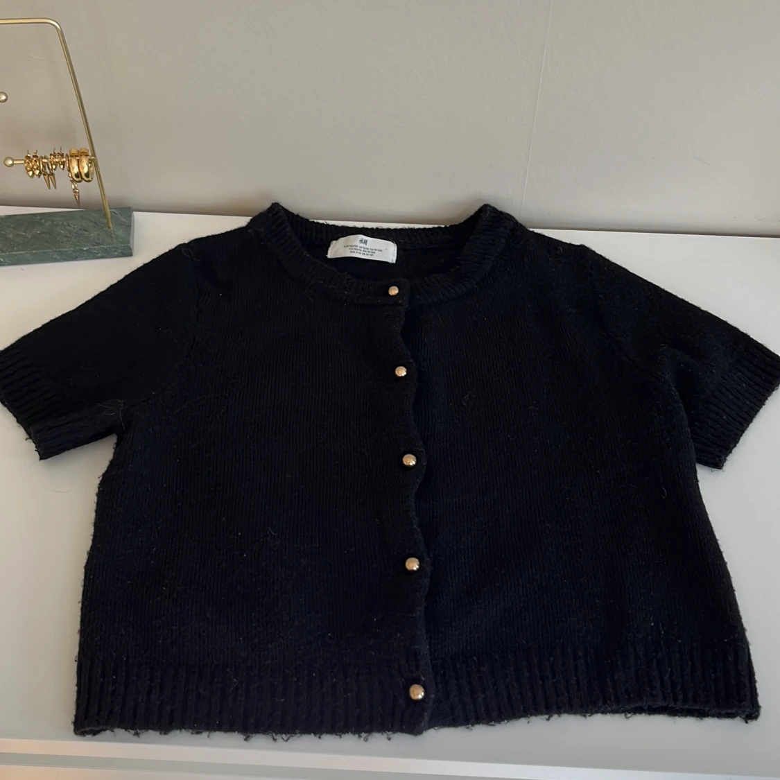 Svart stickad kofta från H&M - 1