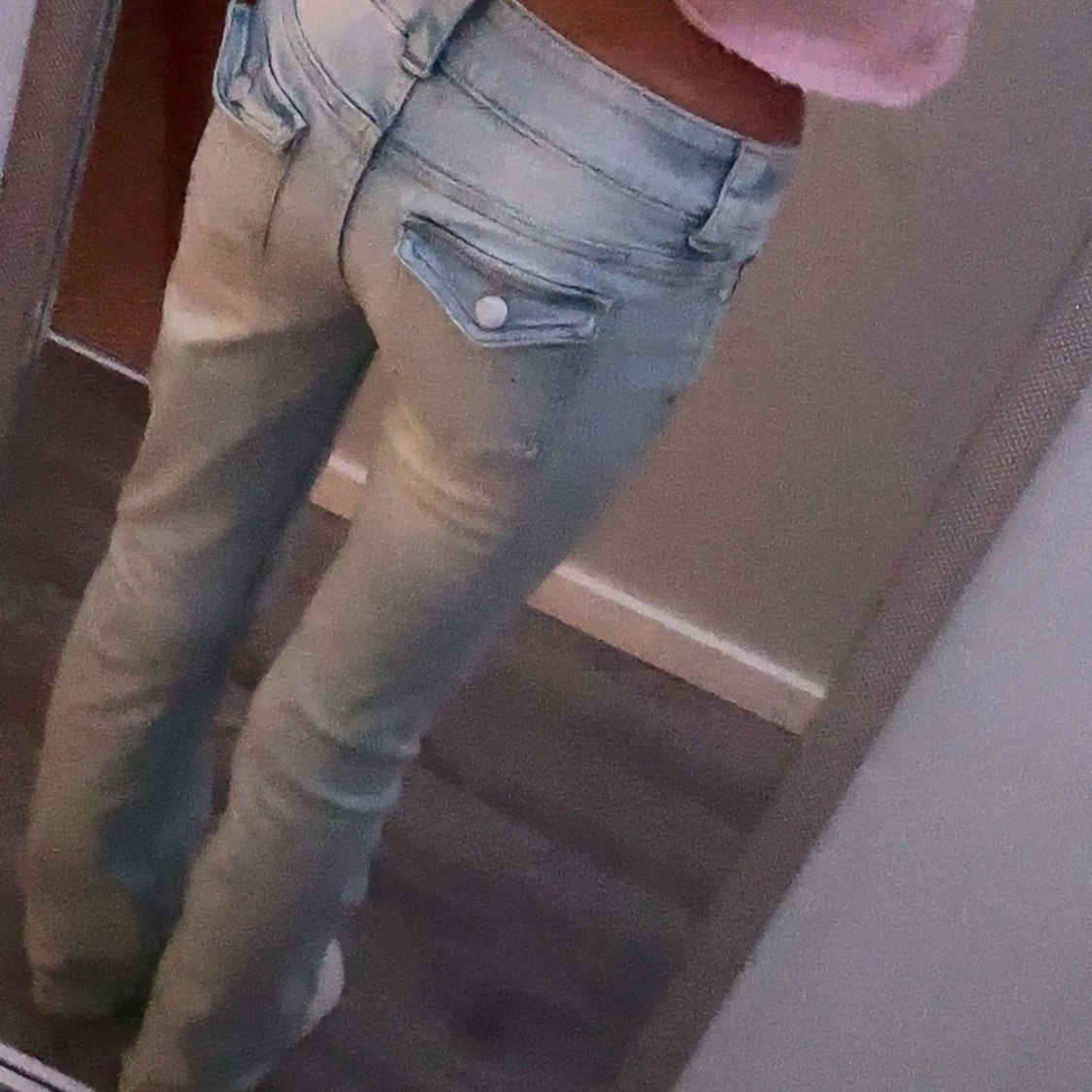 Ljusblå bootcut jeans med låg midja - 3