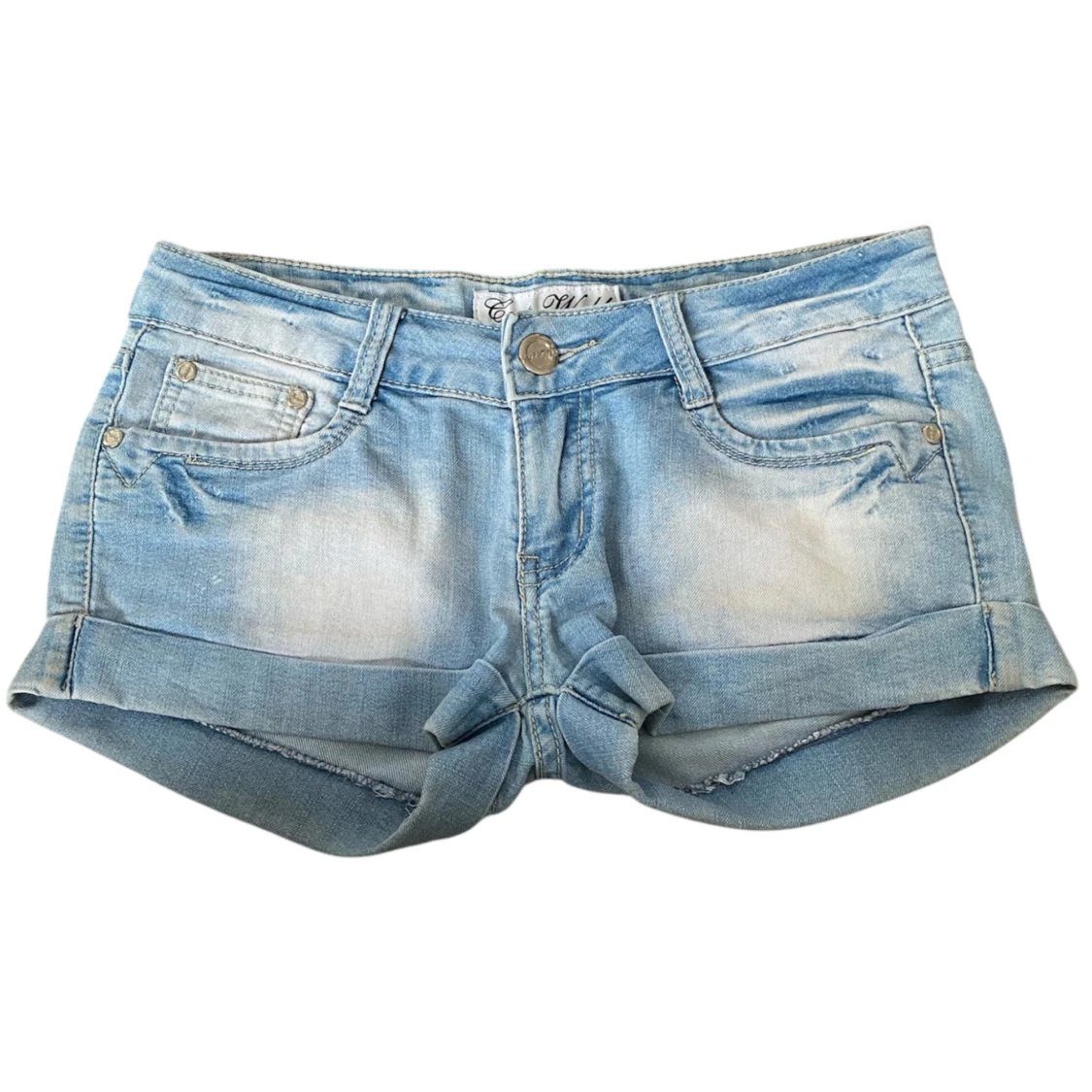 Ljusblå lowrise jeans med svart dragkedja dekoration🖤 - 1