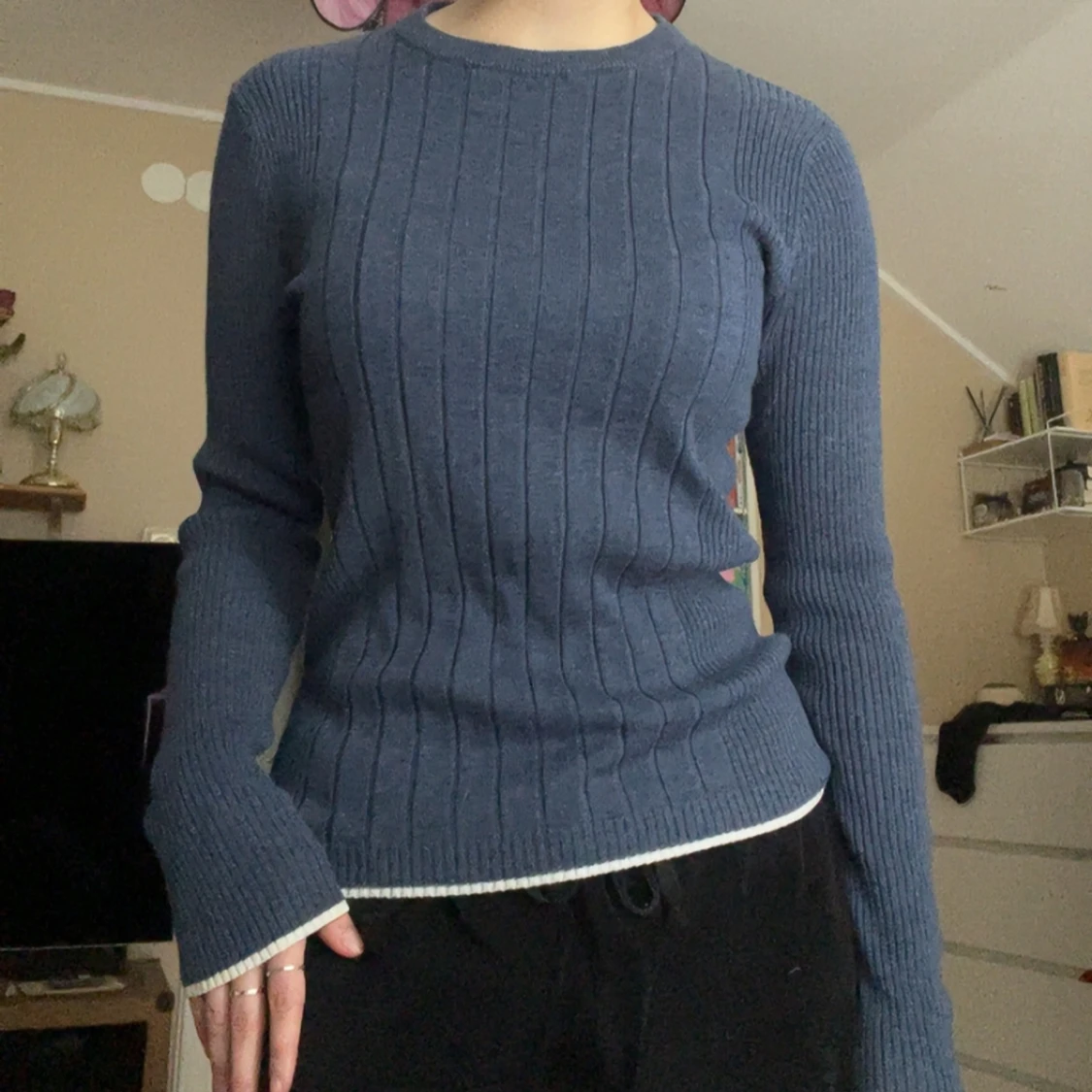 Blå ribbad tröja från River Island