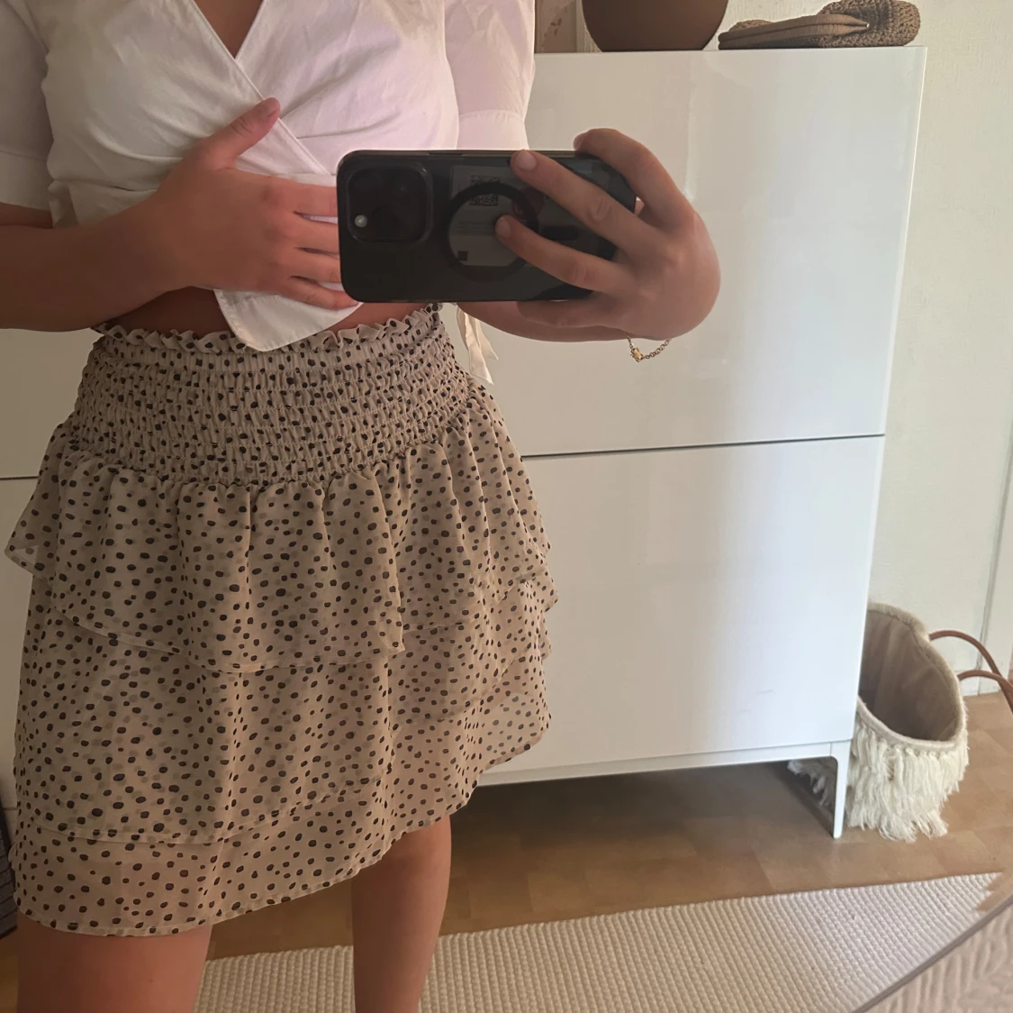 Beige prickig volangkjol - 2