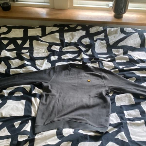 Mörkgrå sweatshirt från Lyle & Scott  - Mörkgrå sweatshirt från Lyle & Scott med klassisk rund hals och gul broderad logga på bröstet. Tröjan har lång ärm och är tillverkad i mjuk bomull, perfekt för en chill och stilren look.