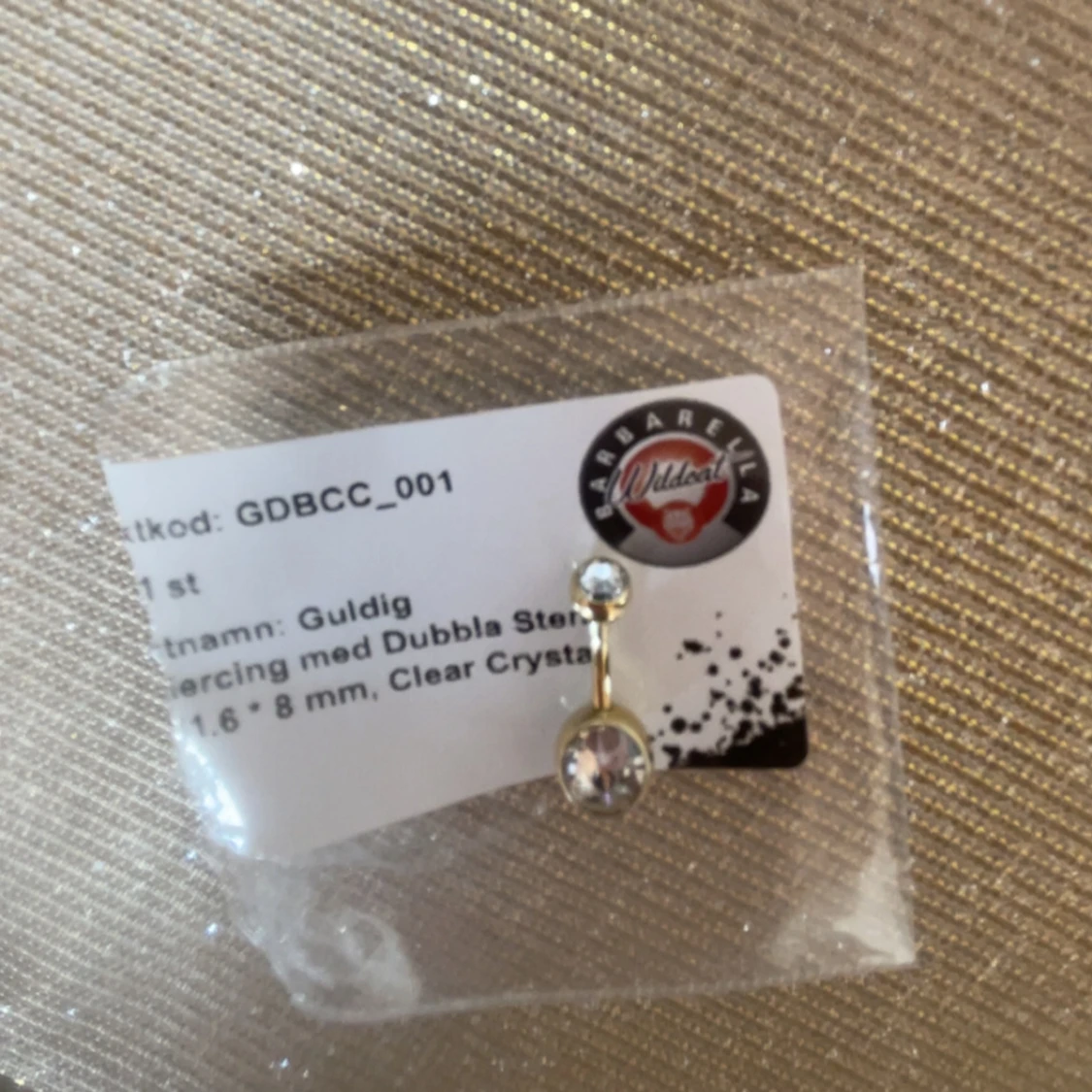 Guldig piercing med dubbla stenar - 2