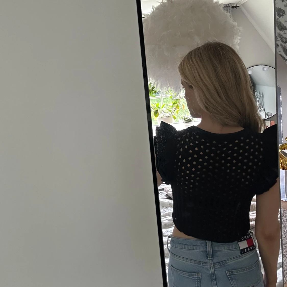 Svart stickad croppad topp från Zara - 1