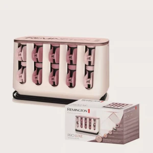 Remington ProLuxe värmespolar rosa - Remington ProLuxe värmespolar i snyggt rosa och vitt. Setet innehåller 20 spolar i lite olika storlekar, perfekt för att skapa volym och lockar. Endast använd två gånger och har inga defekter💕Ny pris 599 kr💞