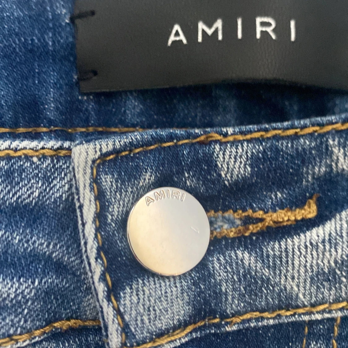 AMIRI ljusblå skinny jeans med patch - 4