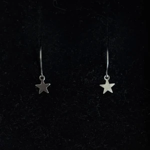 Silvriga örhängen med stjärnhänge - Handgjorda och unika silverörhängen 🤩 Öronhängerna är nickelfria och silverpläterade i kirurgiskt stål, resterande av örhänget är i rostfritt stål (ej silverpläterat) 💕🙏 1 cm långa. Alla köp görs via ”KÖP NU” knappen.  💐