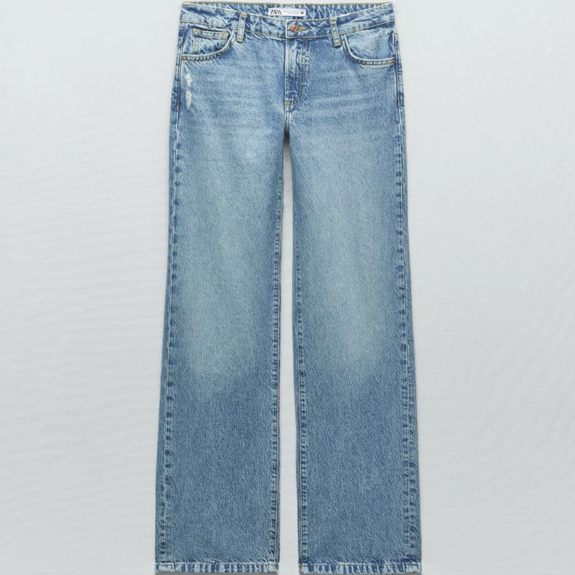 Blå straight low waist jeans från Zara