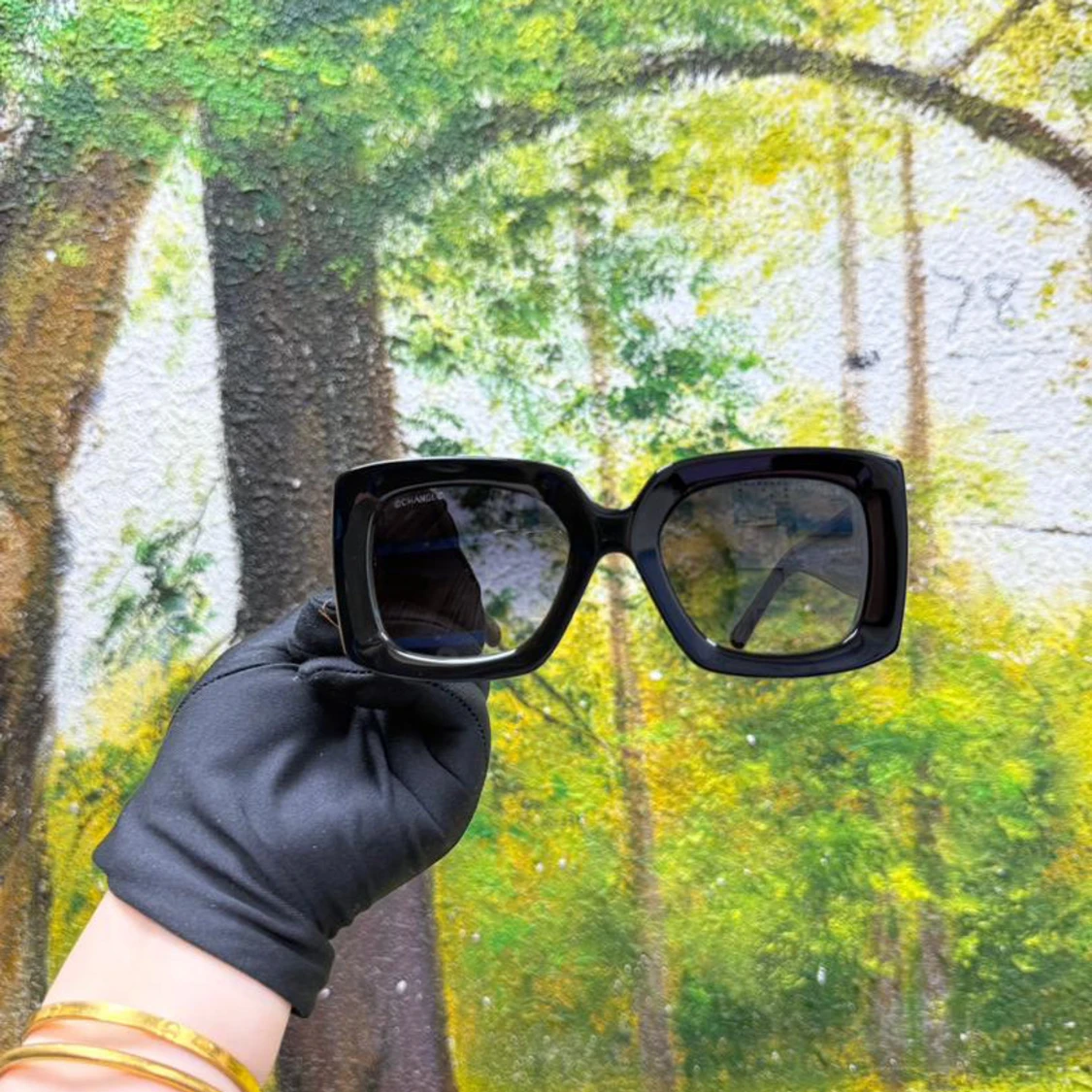 Svarta fyrkantiga solglasögon Chane - 3