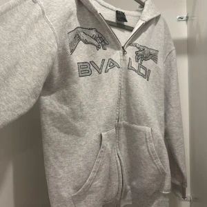 Grå hoodie med strassdetaljer från BVALDI - Grå hoodie med dragkedja från BVALDI. Använts väldigt fåtal gånger. Perfekt för dig som gillar streetstyle och vill sticka ut lite extra. ✨✨Pris kan diskuteras!