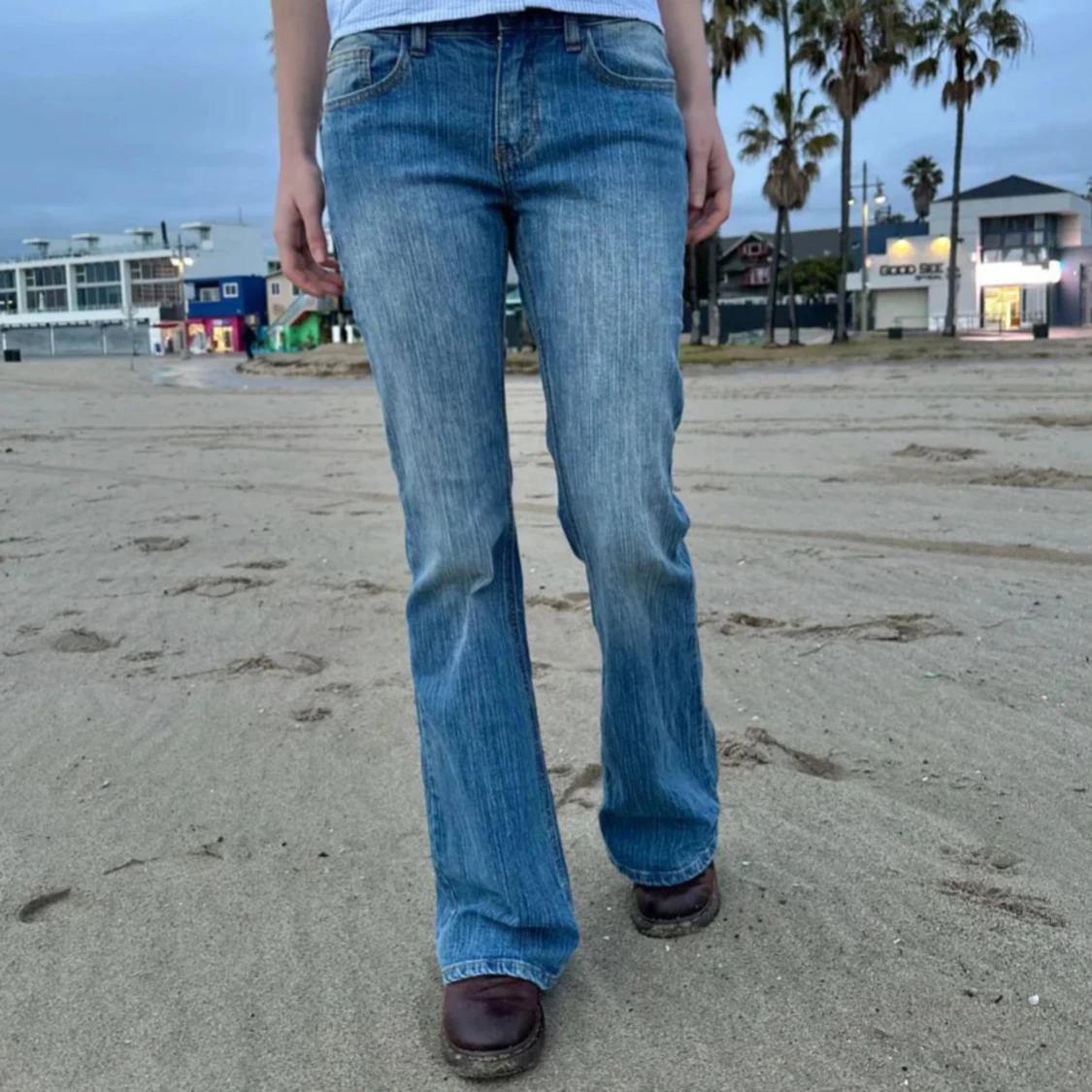 Blå bootcut jeans - 3