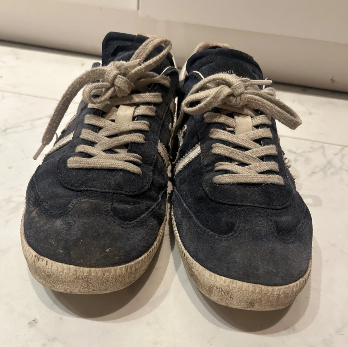 Premiata sneakers i mocka, marinblå/vit - 2