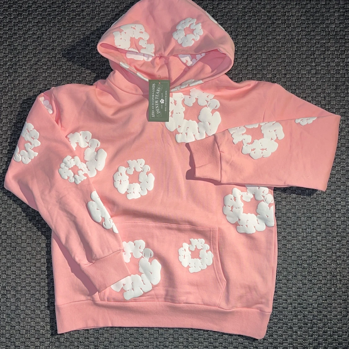 Rosa hoodie med molnmönster - 1