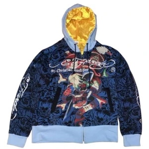Ed Hardy zip - Ed Hardy zip hoodie med Rhinestones. Inga defekter Size [Längd 59cm] [Bredd 48cm] Skriv vid frågor/Intresse! 