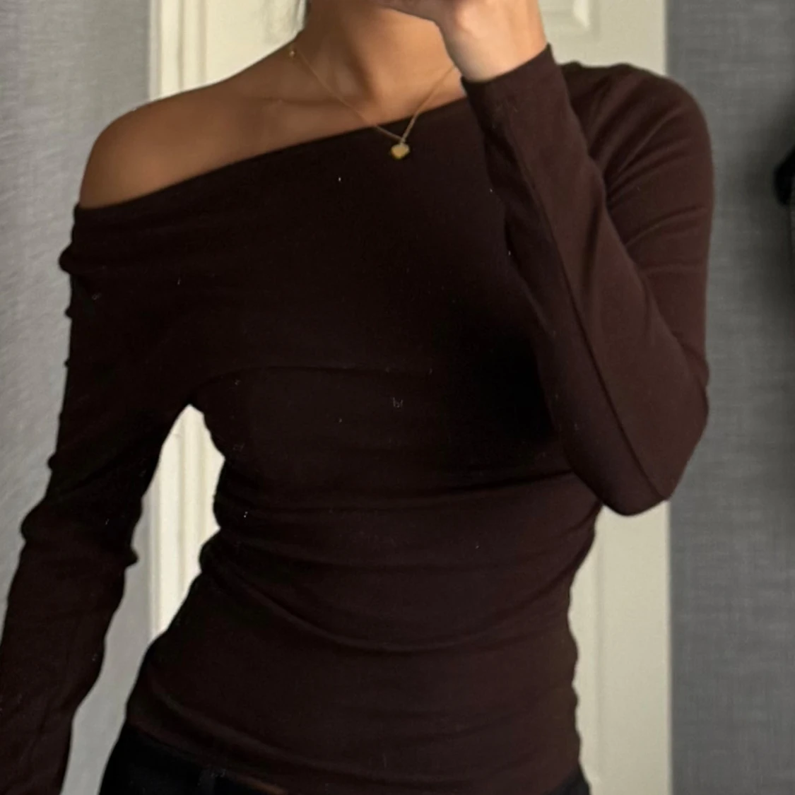 Brun offshoulder topp - 1