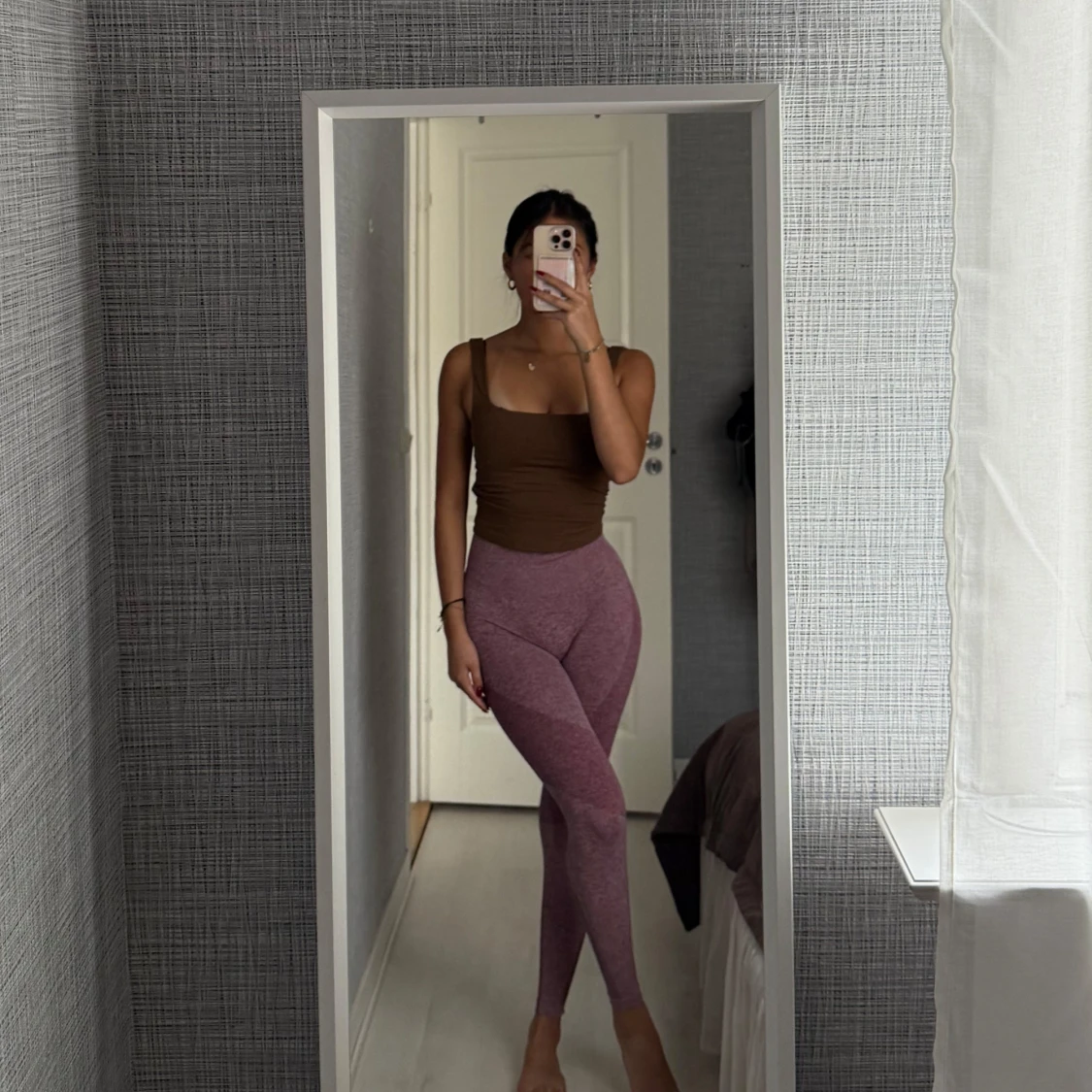 Rosa sömlösa leggings