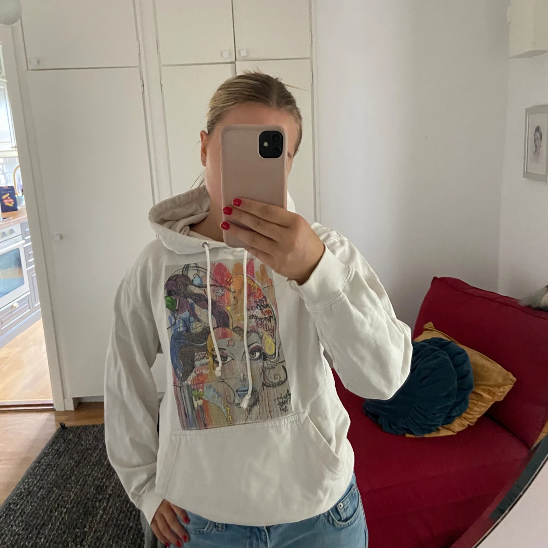 Hoodie med tryck - 90