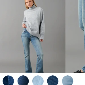 Blåa low waist jeans ginatricot - Dessa jeans är knappt använda eftersom att jag råkade köpa fel storlek. Storlek: 36 Pris: 350kr (köpte för 499kr)
