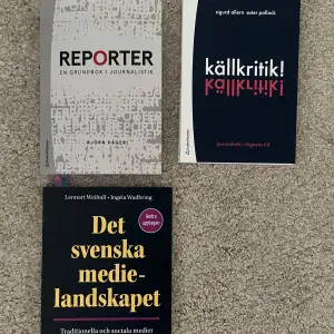 Säljer mina böcker som jag använt under min journalistutbildning. 📖 Alla tre är sådana som används återkommande under utbildningen och är därmed bra att ha. Alla är inköpta i år och är alltså i den senaste verisionen. Som nya!  Obs fråga om pris! 