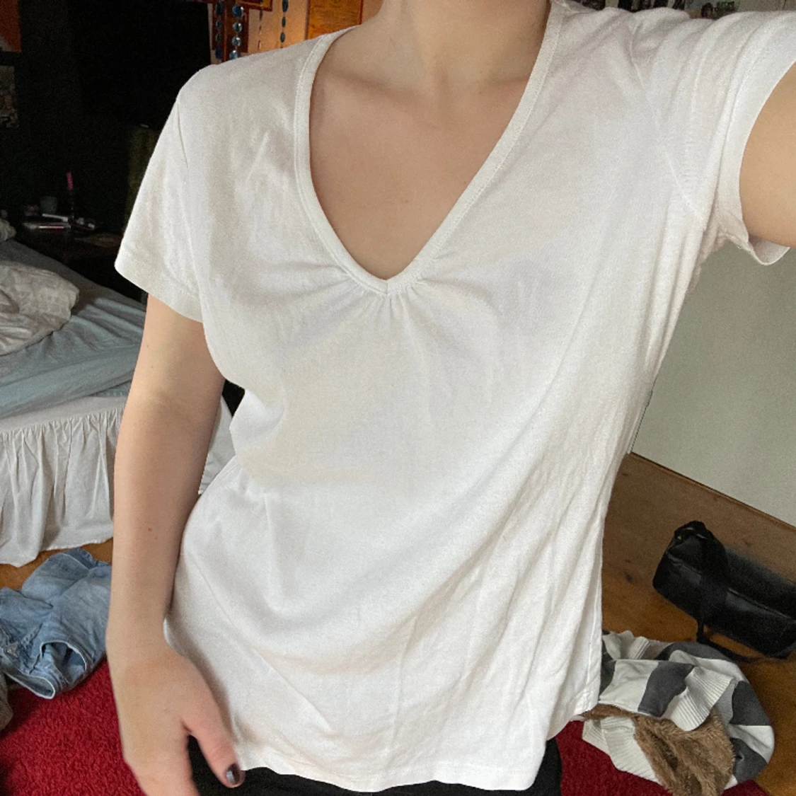 Vit v-ringad topp - 91