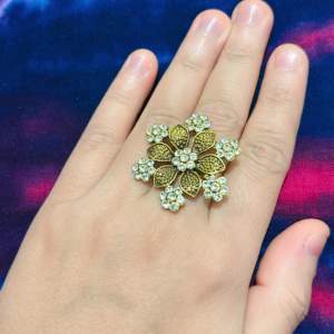 Very beautiful flower design oxidised stone ring 
